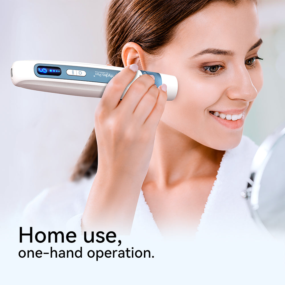 Hydra Pen H5 held against the cheek in a supplier usage demonstration
