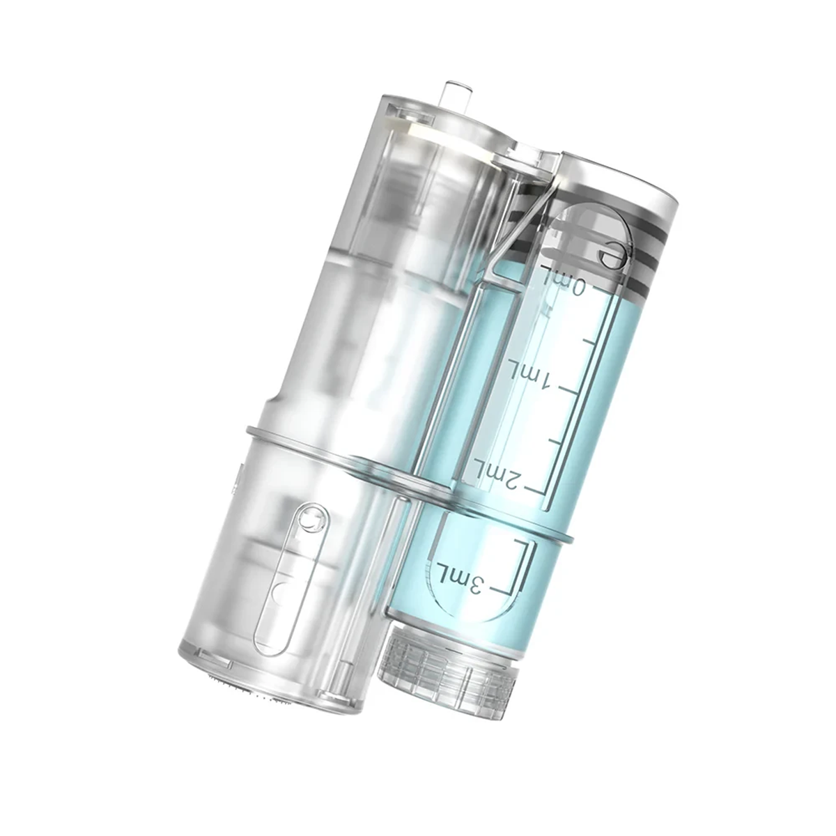 Hydra Pen H6 cartridge with liquid shown in the graduated reservoir as a dispensing illustration
