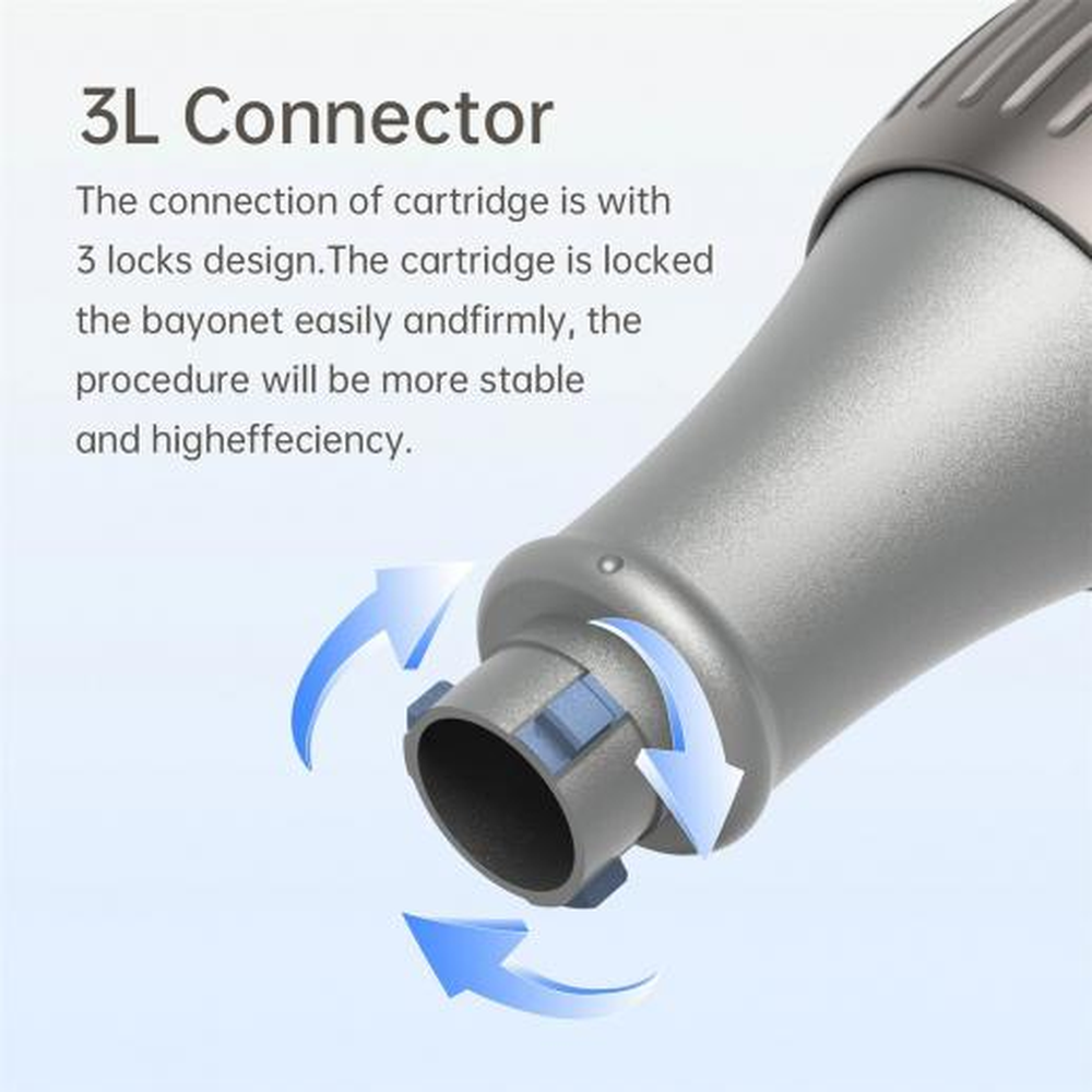 Dr. Pen M8s three-point cartridge locking connection shown close up